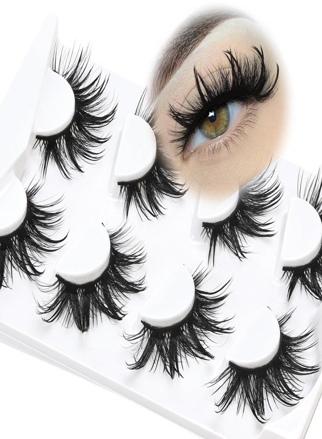 Losha 22mm Lashes Fluffy Eyelashes 3D Dramatic Long False Eyelashes Wet Look Manga Lashes Wispy Volume Faux Mink Lashes Cat Eye Lashes Soft Anime Fake Eyelashes 4 Pairs (Bold) - Image 1